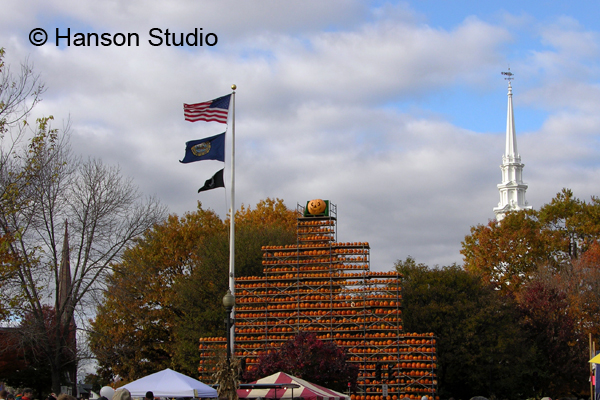 Keene, NH - Pumpkin Tower and Flags